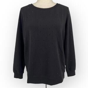 NWOT SUSAN LUCCI Studded Long Sleeve Crew Neck Sweatshirt Black Size Small